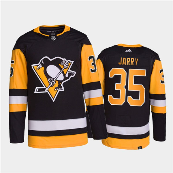 Mens Pittsburgh Penguins #35 Tristan Jarry Adidas Home Black Jersey