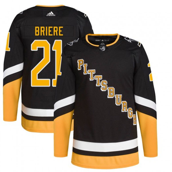 Mens Pittsburgh Penguins Retired Player #21 Michel Briere adidas 2021-22 Black Alternate Throwback Jersey