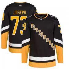 Mens Pittsburgh Penguins #73 Pierre-Olivier Joseph 2021-22 Black Alternate Throwback Jersey