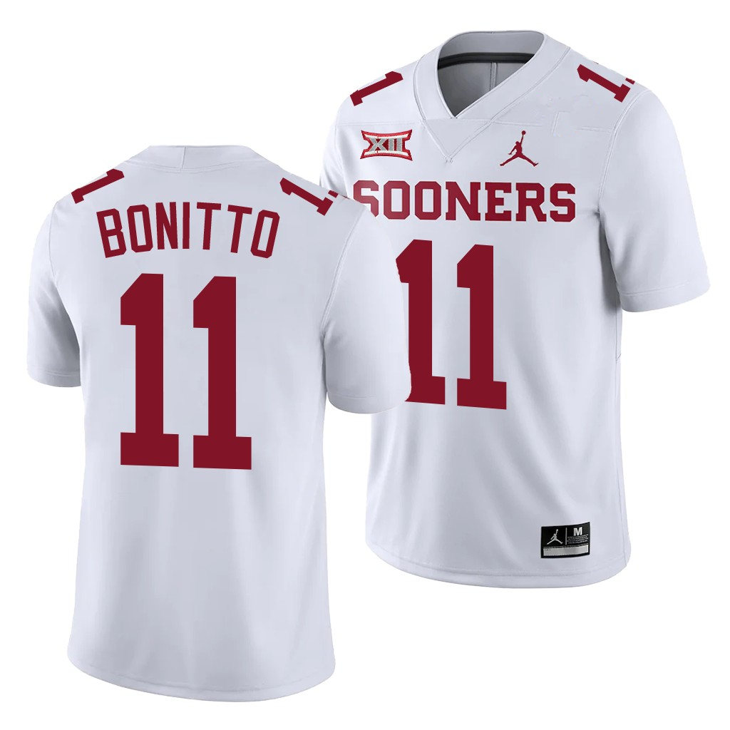 Men Oklahoma Sooners #11 Nik Bonitto White Jordan College Football Game Jersey