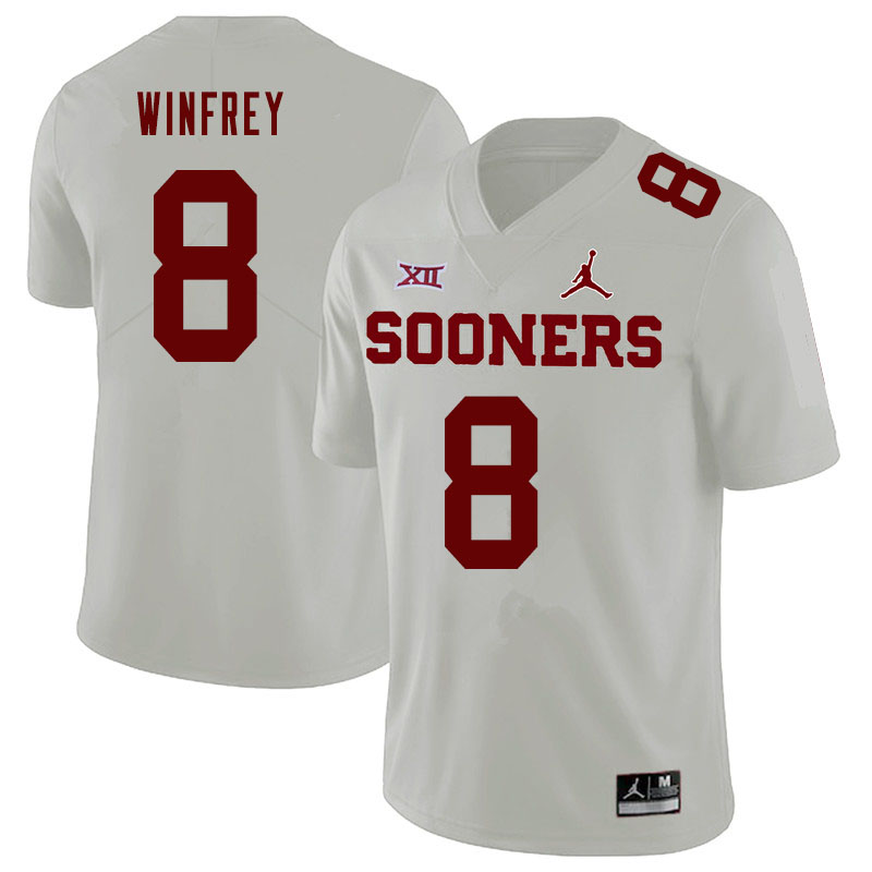 Men Oklahoma Sooners #8 Perrion Winfrey White Jordan College Football Game Jersey