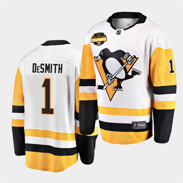 Mens Pittsburgh Penguins #1 Casey DeSmith adidas Away White Player Jersey