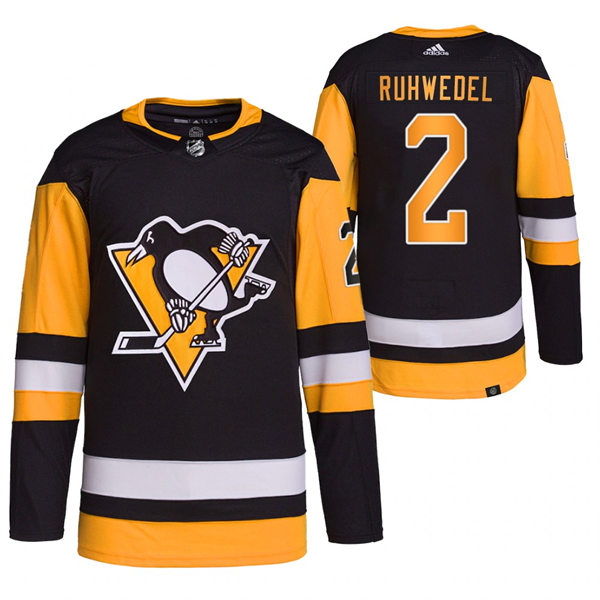 Mens Pittsburgh Penguins #2 Chad Ruhwedel adidas Home Black Player Jersey