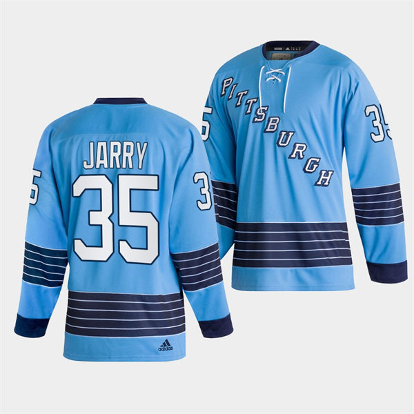 Mens Pittsburgh Penguins #35 Tristan Jarry 2022 Team Blue Classics Jersey