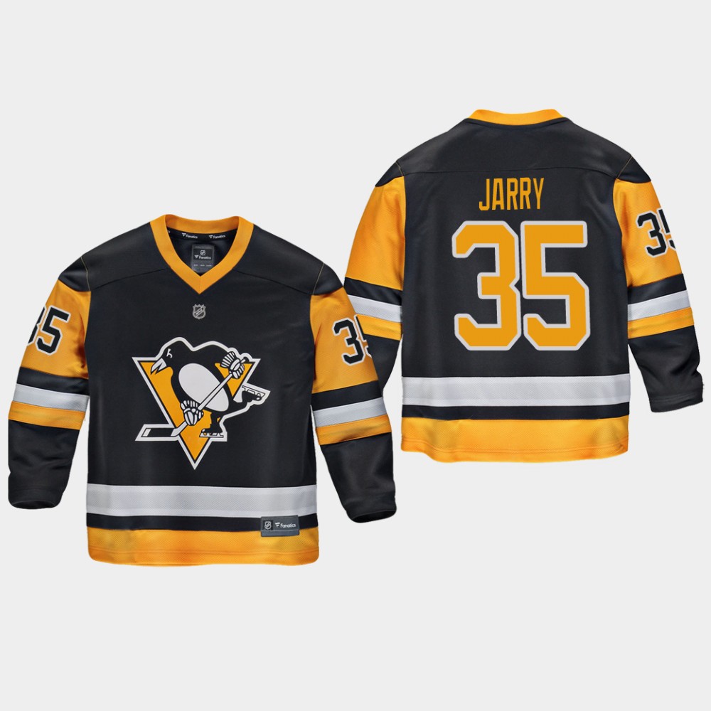 Youth Pittsburgh Penguins #35 Tristan Jarry adidas Home Black Player Jersey