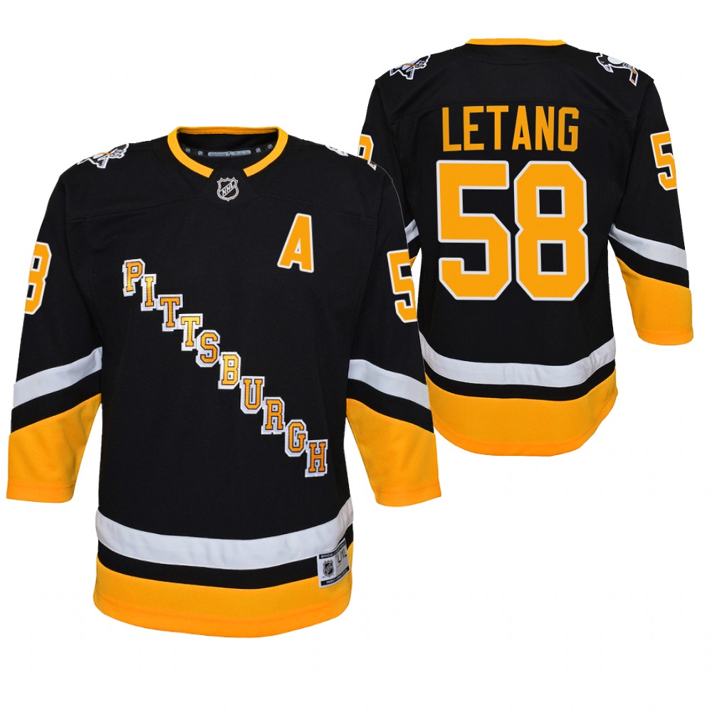 Youth Pittsburgh Penguins #58 Kris Letang Alternate Black Premier Player Jersey 