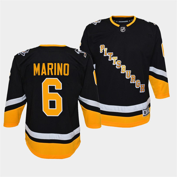 Youth Pittsburgh Penguins #6 John Marino Alternate Black Premier Player Jersey 