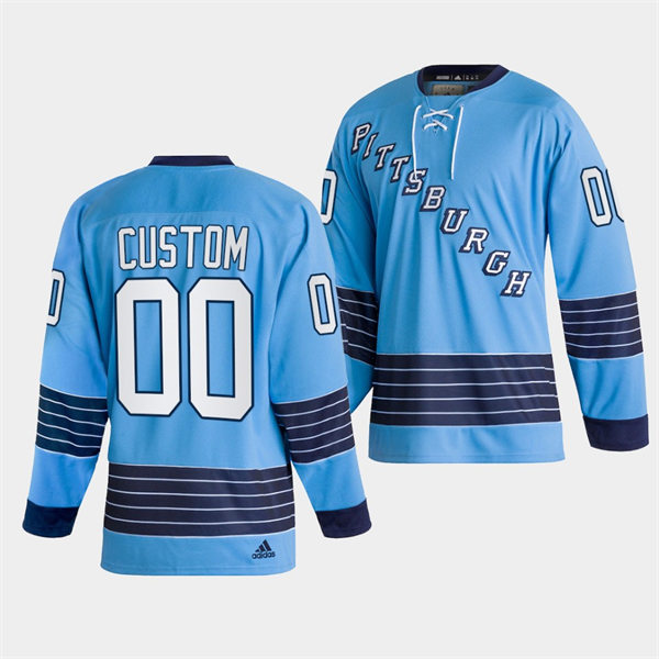 Mens Pittsburgh Penguins Custom 2022 Team Classics Blue Heritage Jersey 