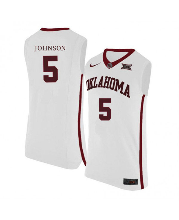 Mens Oklahoma Sooners #5 Marvin Johnson Nike White College basketball Game Jersey