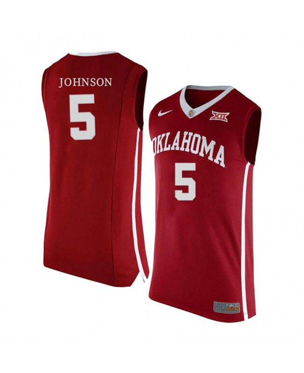 Mens Oklahoma Sooners #5 Marvin Johnson Nike Crimson College basketball Game Jersey