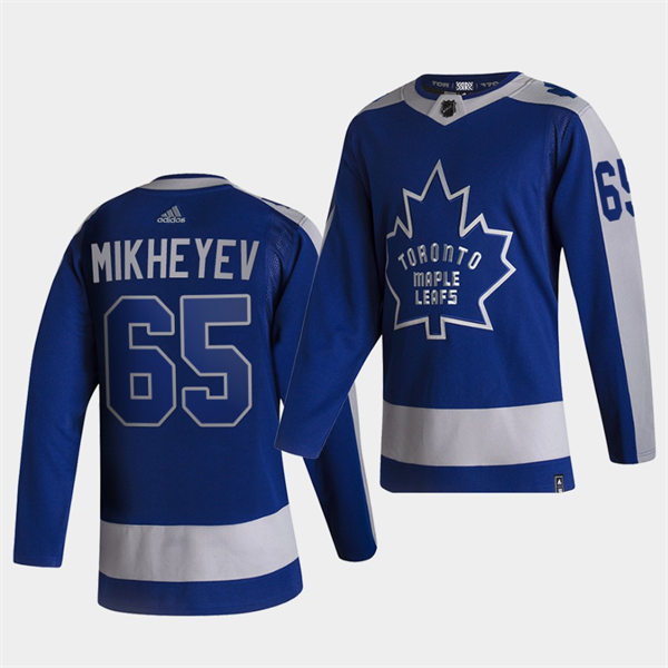 Men's Toronto Maple Leafs #65 Ilya Mikheyev Blue 2021 adidas NHL REVERSE RETRO JERSEYS