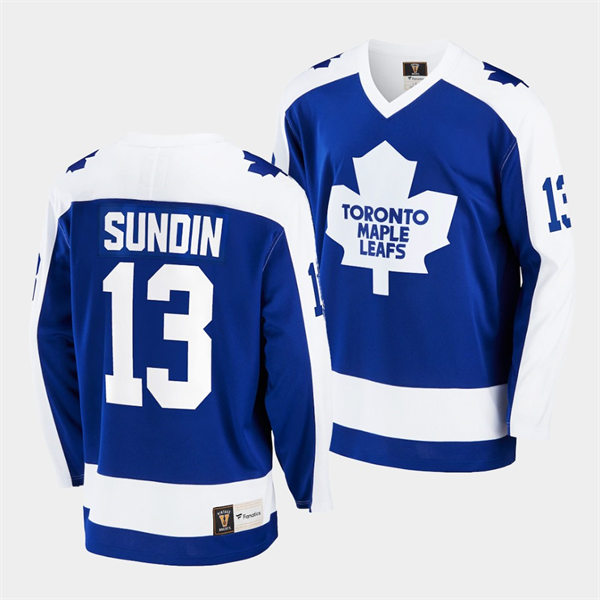 Mens Toronto Maple Leafs Retired Player #13 Mats Sundin Blue CCM Throwback Classic Jersey