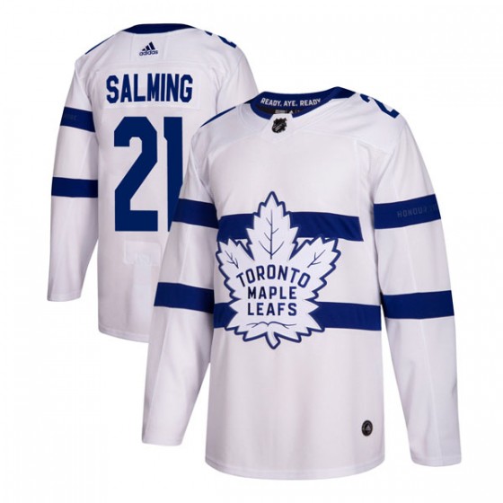 Mens Toronto Maple Leafs Retired Player #21 Borje Salming adidas White 2018 NHL Stadium Series Player Jersey