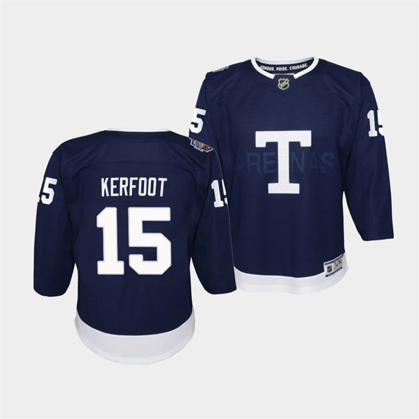 Youth Toronto Maple Leafs #15 Alexander Kerfoot 2022 Navy Team Classic Jersey 