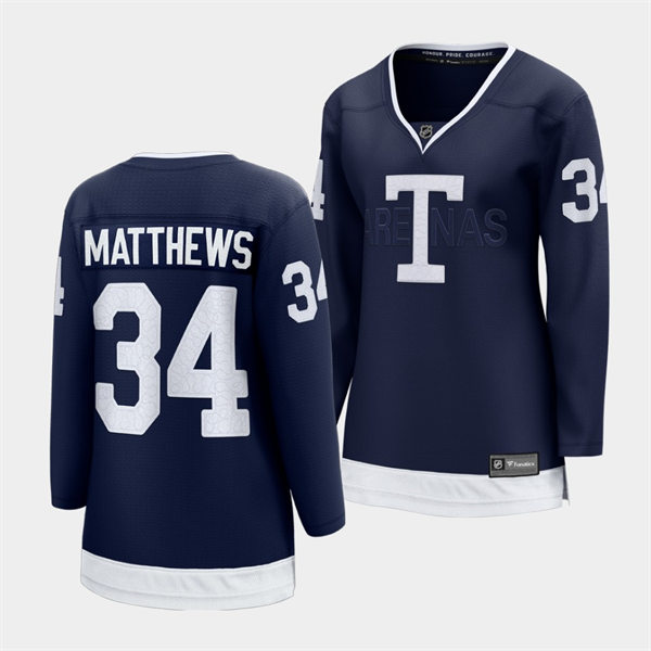 Womens Toronto Maple Leafs #34 Auston Matthews 2022 Navy Team Classic Jersey