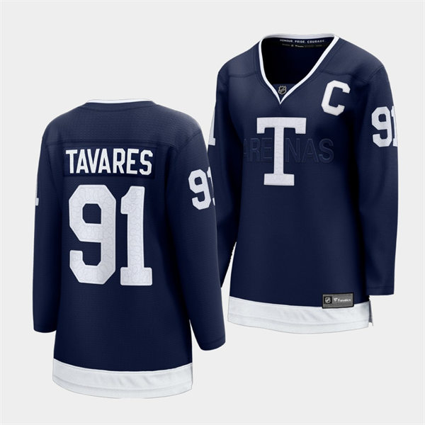 Womens Toronto Maple Leafs #91 John Tavares 2022 Navy Team Classic Jersey