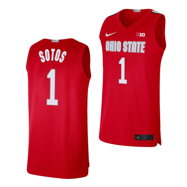 Mens Ohio State Buckeyes #1 Jimmy Sotos Nike Scarlet 2020 College Basketball Jersey