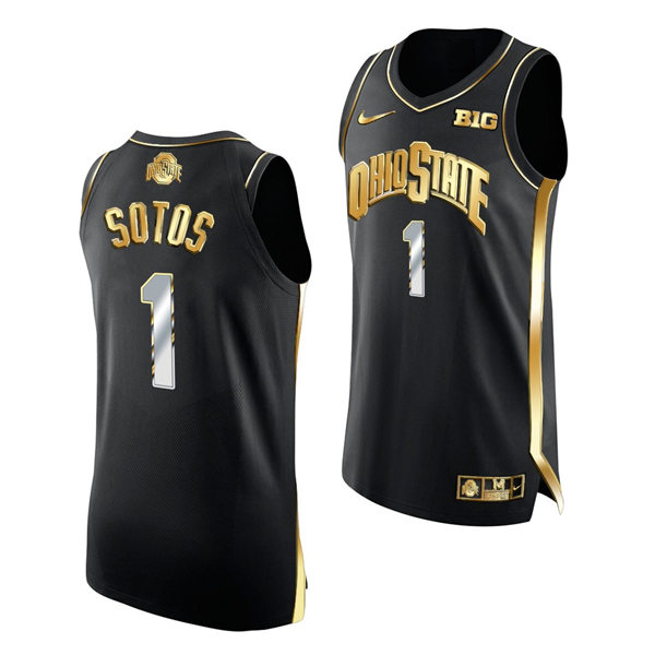 Mens Ohio State Buckeyes #1 Jimmy Sotos Nike Black Golden Edition Basketball Jersey