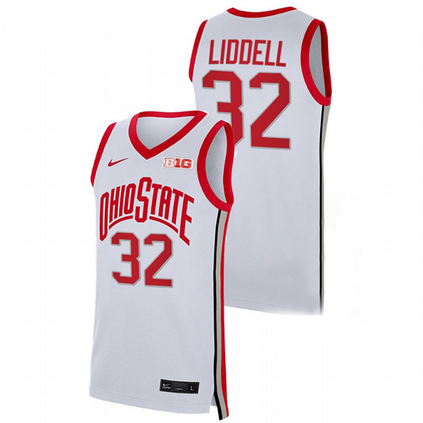 Mens Ohio State Buckeyes #32 E.J. Liddell Nike 2021 White Primary College Basketball Game Jersey