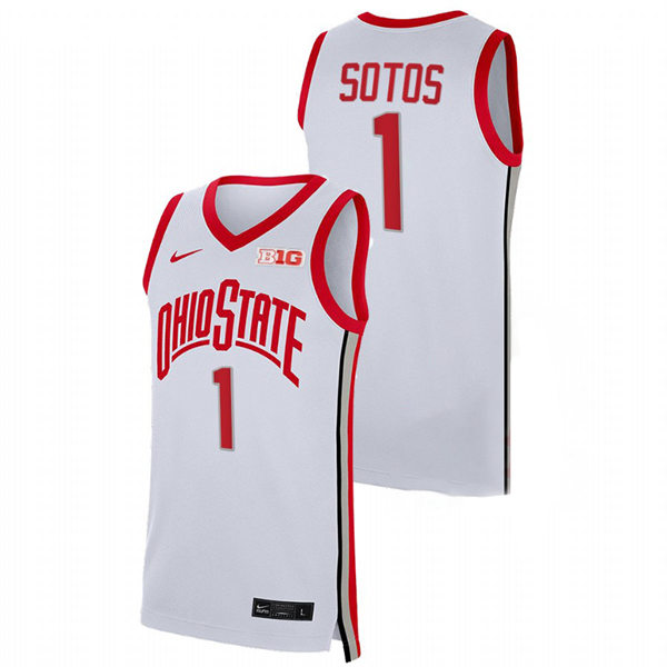 Mens Ohio State Buckeyes #1 Jimmy Sotos Nike 2021 White Primary College Basketball Game Jersey