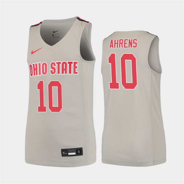 Mens Ohio State Buckeyes #10 Justin Ahrens Nike Grey 2020 College Basketball Jersey