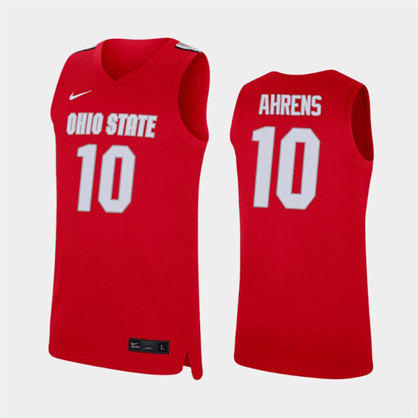 Mens Ohio State Buckeyes #10 Justin Ahrens Nike Scarlet 2020 College Basketball Jersey