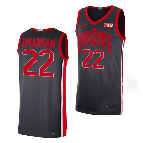 Mens Ohio State Buckeyes #22 Malaki Branham Nike 2021 Black Primary College Basketball Game Jersey