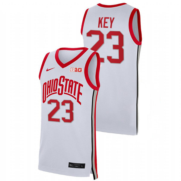 Mens Ohio State Buckeyes #23 Zed Key Nike 2021 White Primary College Basketball Game Jersey 