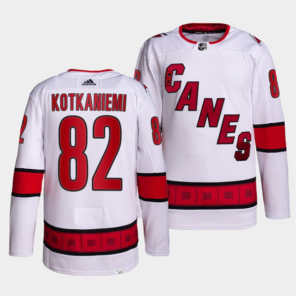 Men's Carolina Hurricanes #82 Jesperi Kotkaniemi Adidas White Away Premier Player Jersey