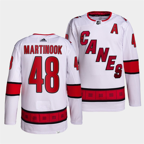 Men's Carolina Hurricanes #48 Jordan Martinook Adidas White Away Premier Player Jersey