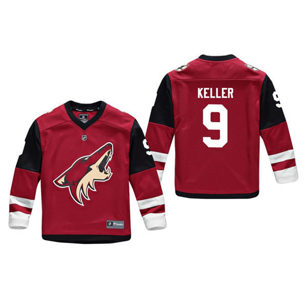 Youth Arizona Coyotes #9 Clayton Keller Sitched Adidas Home Maroon Jersey
