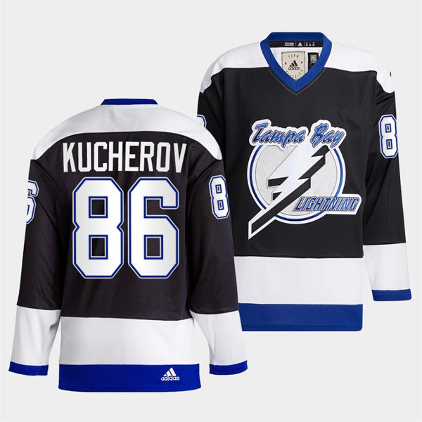 Mens Tampa Bay Lightning #86 Nikita Kucherov 2022 Black Team Heritage Classic Jersey 