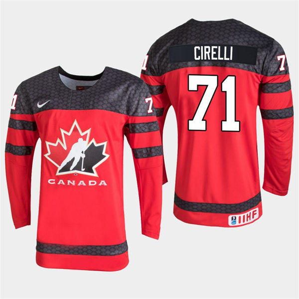 Mens Canada 2021 IIHF U18 World Championship #71 Anthony Cirelli Nike Red Jersey