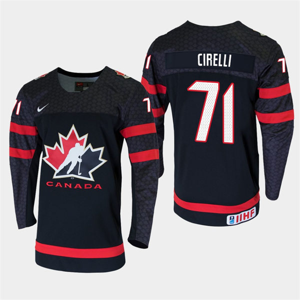Mens Canada 2021 IIHF U18 World Championship #71 Anthony Cirelli Nike Black Jersey