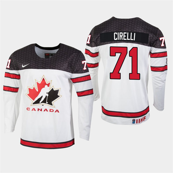 Mens Canada 2021 IIHF U18 World Championship #71 Anthony Cirelli Nike White Jersey