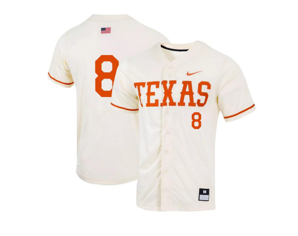 Men's Texas Longhorns #8 Dylan Campbell Nike Natural College Baseball Game Jersey