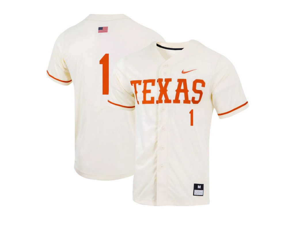 Men's Texas Longhorns #1 David Hamilton Nike Natural College Baseball Game Jersey