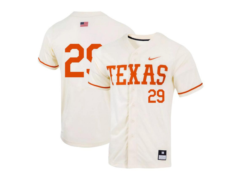 Men's Texas Longhorns #29 Cam Constantine Nike Natural College Baseball Game Jersey