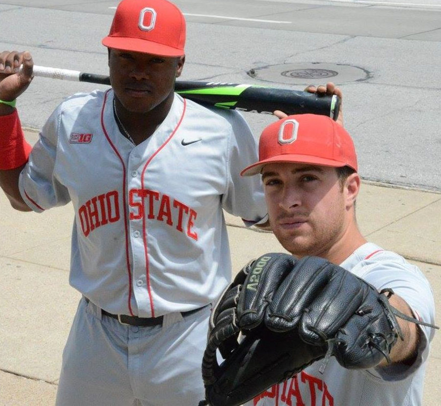 Mens Youth Ohio State Buckeyes Custom Nike Grey With Strip College Baseball Game Jersey