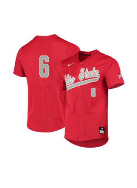 Men's Ohio State Buckeyes #6 Bayden Root Nike Scarlet College Baseball Game Jersey