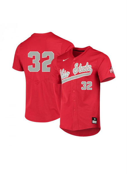 Men's Ohio State Buckeyes #32 Aaron Hughes Nike Scarlet College Baseball Game Jersey