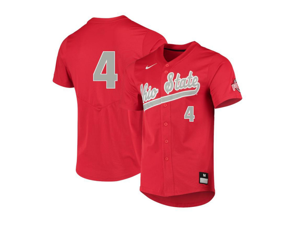 Men's Ohio State Buckeyes #4 Zach Dezenzo Nike Scarlet College Baseball Game Jersey