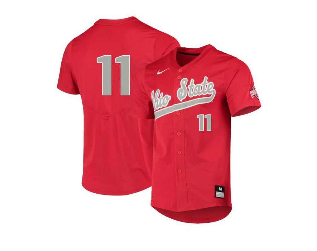 Men's Ohio State Buckeyes #11 Seth Lonsway Nike Scarlet College Baseball Game Jersey
