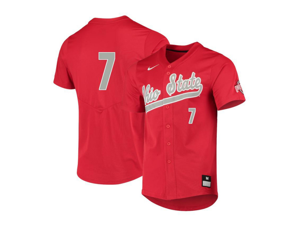 Men's Ohio State Buckeyes #7 Garrett Burhenn Nike Scarlet College Baseball Game Jersey