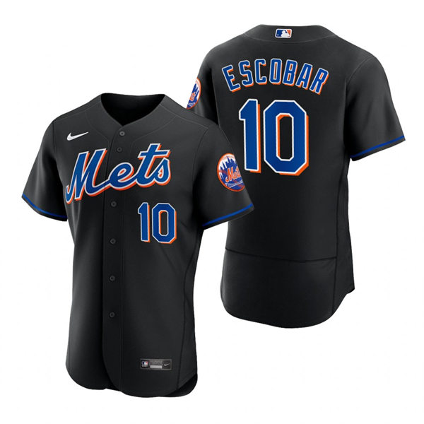 Men's New York Mets #10 Eduardo Escobar Nike 2021 Black With Strip Retro Jersey