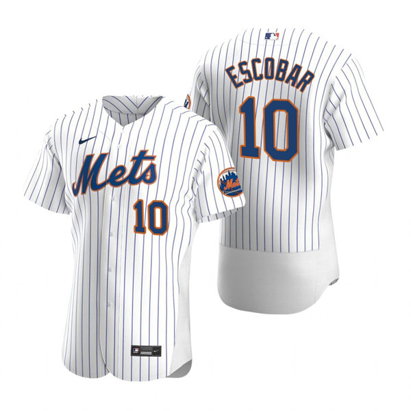 Men's New York Mets #10 Eduardo Escobar Nike Home White Pinstripe FlexBase Jersey