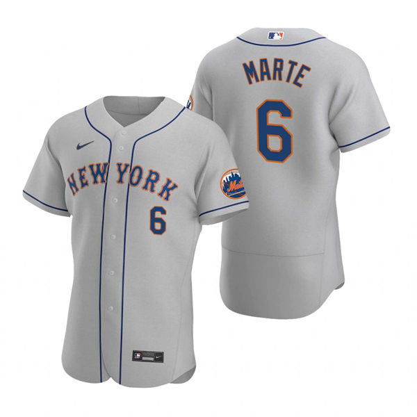 Men's New York Mets #6 Starling Marte Nike Grey Road FlexBase Jersey