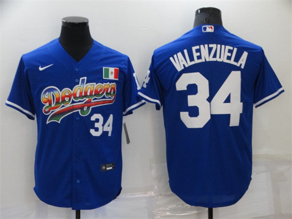 Mens Los Angeles Dodgers #34 Fernando Valenzuela Nike Roayl Holographic Edition Jersey