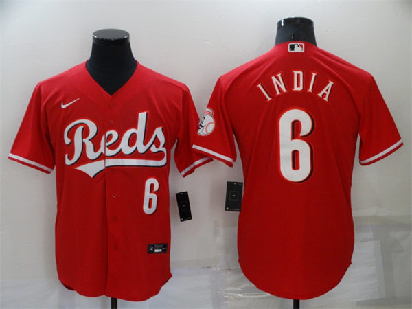 Mens Cincinnati Reds #6 Jonathan India Nike Scarlet Alternate Reds Flex Base Jersey
