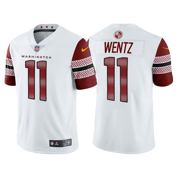 Mens Washington Commanders #11 Carson Wentz White Away Vapor Limited Jersey